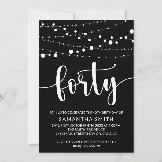 Koord van Lichten, Lichte Garland, 40e verjaardag Kaart (Voorkant)