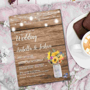 Koord van lichten   Mason Jar Wedding Kaart