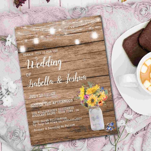 Koord van lichten | Mason Jar Wedding Kaart