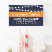 Koord van lichten | Navy Blue Oranje Afstuderen Spandoek (Insitu)