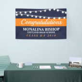 Koord van lichten | Navy Blue Oranje Afstuderen Spandoek (Beurs)