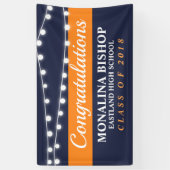 Koord van lichten | Navy Blue Oranje Afstuderen Spandoek (Verticaal)