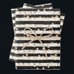 Koord van Lichten op Zwarte Witte Stripes Inpakpapier Vel<br><div class="desc">Een reeks gouden lampen op een patroon van zwarte en witte lijnen en gouden stippen,  deze vellen verpakkingspapier zijn leuk voor je verjaardag,  bruiloft,  jubileum,  cadeautje voor vrijgezellenfeest of elke gelegenheid. Meer design in onze winkel.</div>