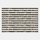 Koord van Lichten op Zwarte Witte Stripes Inpakpapier Vel (Voorkant)