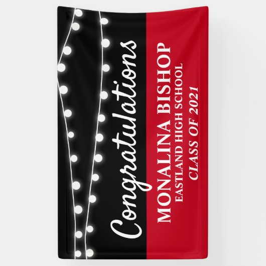Koord van lichten | Rode felicitaties Afstuderen Spandoek (Verticaal)