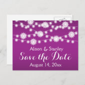 Koord van lichten, sneeuwvlokbruiloft Opslaan Datu Aankondigingskaart (Voorkant / Achterkant)