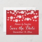 Koord van lichten, sneeuwvlokbruiloft Opslaan Datu Aankondigingskaart (Voorkant / Achterkant)