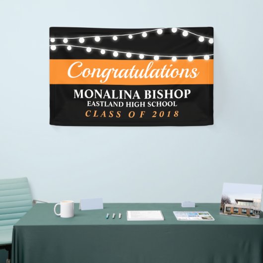 Koord van lichten | Zwart Oranje Afstuderen Spandoek (Beurs)