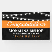 Koord van lichten | Zwart Oranje Afstuderen Spandoek (Horizontaal)