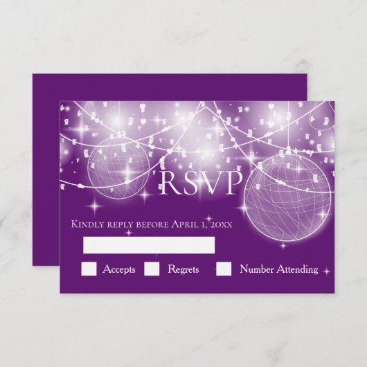 Koord van lichtstralen en sterren trouwreactiekaar RSVP kaartje (Voorkant / Achterkant)