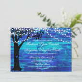 Koord van Lights Oak Tree Blue Wedding Invites Kaart (Staand voorkant)