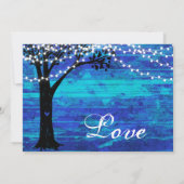 Koord van Lights Oak Tree Blue Wedding Invites Kaart (Achterkant)