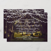 Koord van Lights Rustic Oak Tree Wedding Invites Kaart (Voorkant / Achterkant)