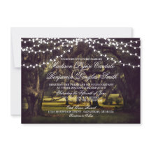 Koord van Lights Rustic Oak Tree Wedding Invites