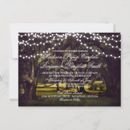 Koord van Lights Rustic Oak Tree Wedding Invites Kaart