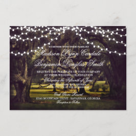 Koord van Lights Rustic Oak Tree Wedding Invites Kaart