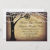 Koord van Lights Rustic Oak Tree Wedding Invites Kaart (Voorkant)