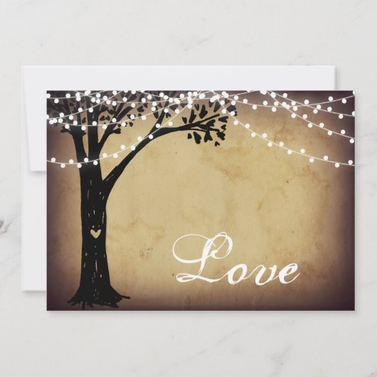 Koord van Lights Rustic Oak Tree Wedding Invites Kaart (Achterkant)