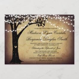 Koord van Lights Rustic Oak Tree Wedding Invites Kaart