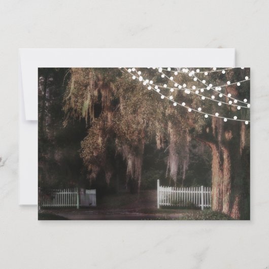 Koord van Lights Rustic Oak Wedding Invitations Kaart (Achterkant)