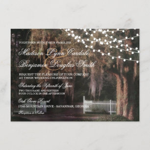 Koord van Lights Rustic Oak Wedding Invitations Kaart
