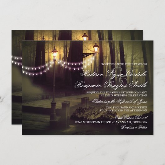 Koord van Lights Rustic Wedding Invitations Kaart (Voorkant / Achterkant)
