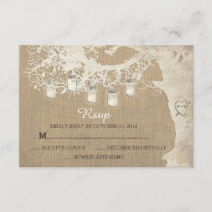 Koord van Mason Jar Lights Rustic Burlap RSVP Kaartje