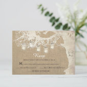 Koord van Mason Jar Lights Rustic Burlap RSVP Kaartje (Staand voorkant)