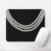 Koord van parels op zwart muismat (Met muis)