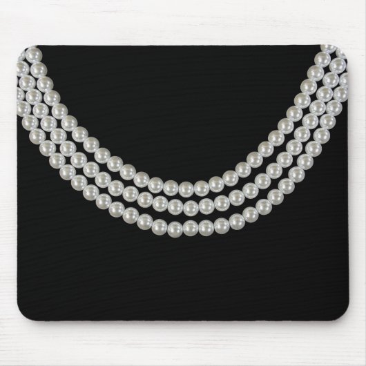 Koord van parels op zwart muismat (Voorkant)