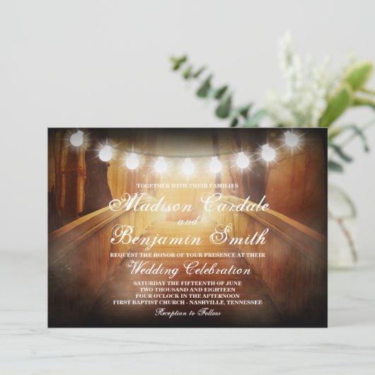 Koord van Rustic Bridge Wedding Invitations van Li Kaart (Staand voorkant)