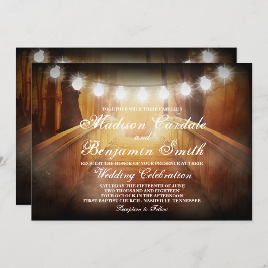 Koord van Rustic Bridge Wedding Invitations van Li Kaart (Voorkant / Achterkant)