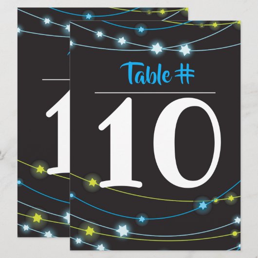 KOORD VAN STARS Bar Mitzvah Table Number Kaart (Voorkant / Achterkant)