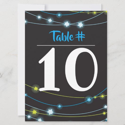 KOORD VAN STARS Bar Mitzvah Table Number Kaart (Achterkant)