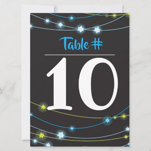 KOORD VAN STARS Bar Mitzvah Table Number Kaart (Voorkant)