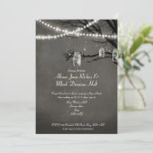 Koord van Twinkle Lights Rustic Outdoor Night Tree Kaart (Staand voorkant)