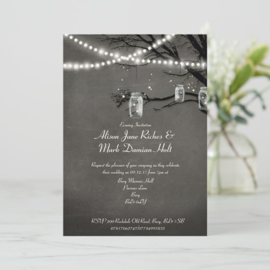 Koord van Twinkle Lights Rustic Outdoor Night Tree Kaart (Staand voorkant)