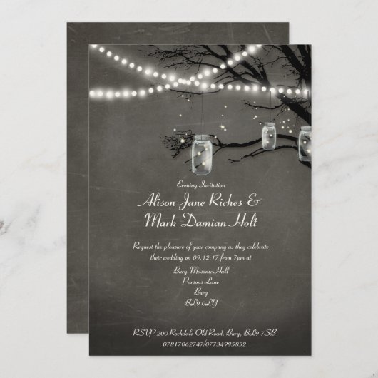 Koord van Twinkle Lights Rustic Outdoor Night Tree Kaart (Voorkant / Achterkant)