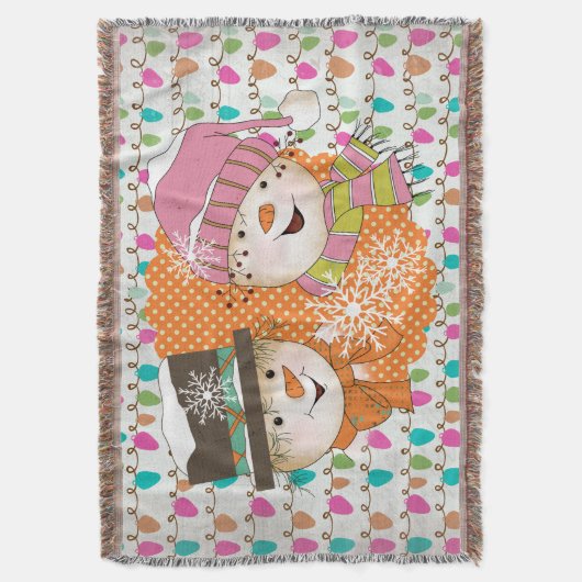 Koorden van de feestdag van Lights en Snowmen Deken (Voorkant Verticaal)