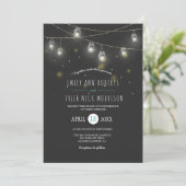 Koorden van Gloeiende Mason Jars Fireflies Bruilof Kaart (Staand voorkant)