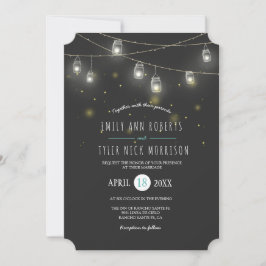 Koorden van Gloeiende Mason Jars Fireflies Bruilof Kaart