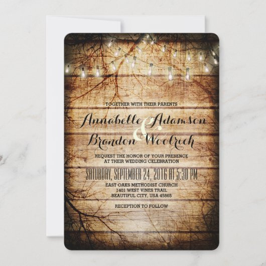 Koordlampjes in  Barn Wood Rustic Kaart (Voorkant)