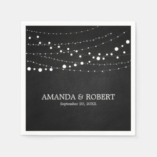 Koordlampjes op de bijtende trouwerij servet