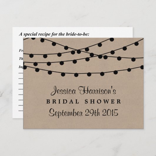 Koordlampjes op Vrijgezellenfeest Rustic Kraft Briefkaart (Voorkant / Achterkant)