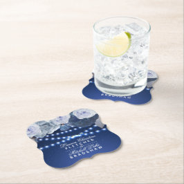 Koordlichten Aangepaste blauwe legante bruiloft Kartonnen Onderzetters
