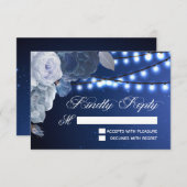 Koordoplichten Blauw Elegant RSVP Kaartje (Voorkant / Achterkant)