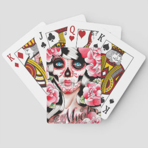 Koorts Dag van het Dead Sugar Skull Girl Pokerkaarten