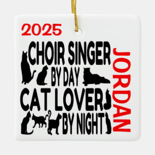 Koorzanger houdt van katten Aangepast Keramisch Ornament