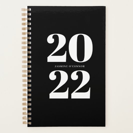 Kop 2022 Typografie Zwart en Wit Planner (Voorkant)