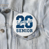 Kop “26 Senior” Blauw Typography Design Ronde Button 4,0 Cm (In situ)